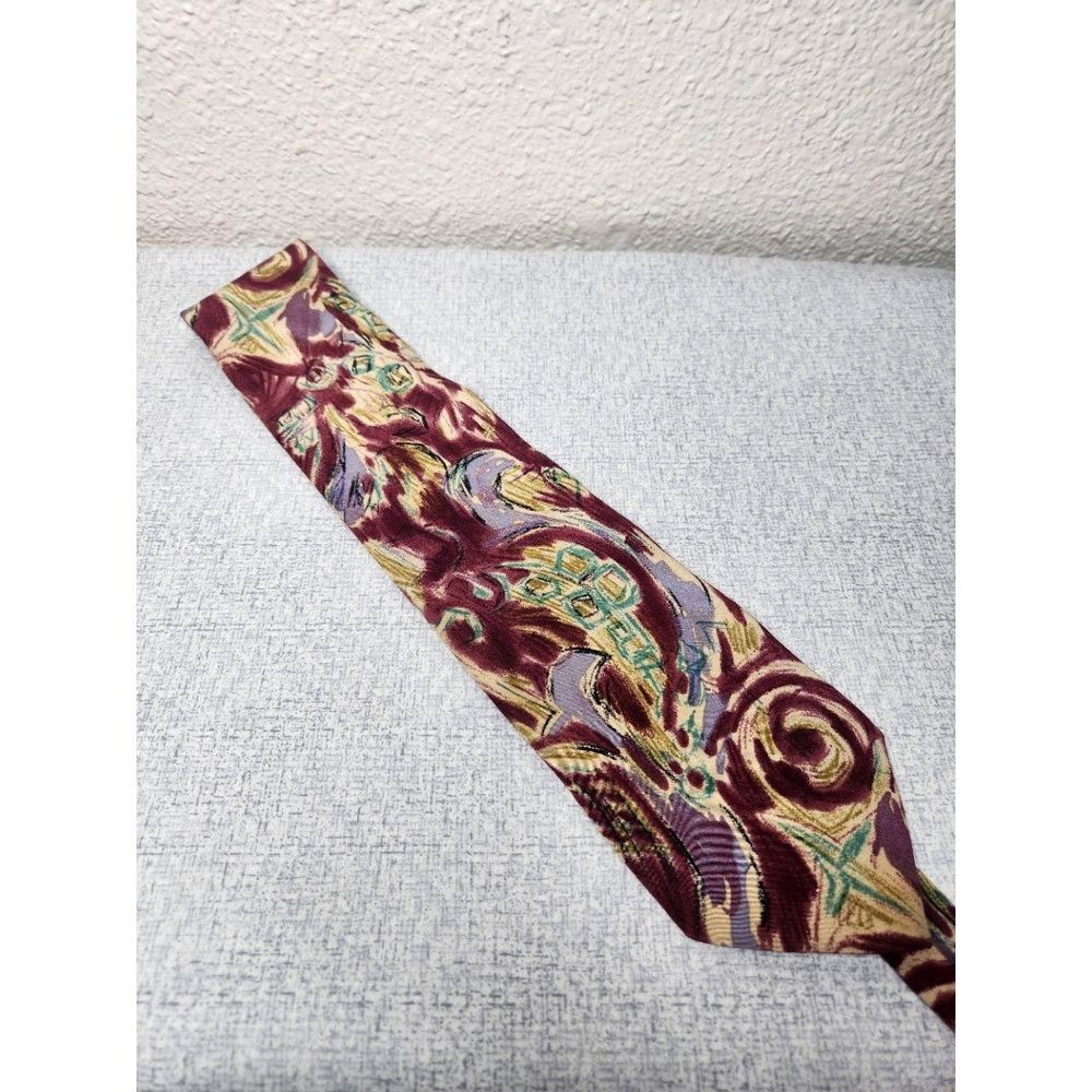 Nino Cerruti Handmade Silk Crepe Mens Tie Abstract Multicolor 58in Long - Picture 3 of 6